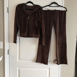 Brown Velour Jogging Suit